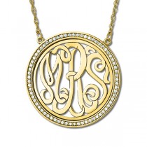 Monogram Initial Necklace with Diamond Accents 14k Yellow Gold 0.34ct