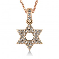 Diamond Jewish Star of David Pendant Necklace 14k Rose Gold (0.33ct)