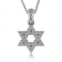 Diamond Jewish Star of David Pendant Necklace 14k White Gold (0.33ct)