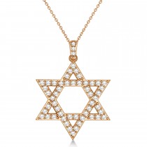 Diamond Jewish Star of David Pendant Necklace 14k Rose Gold (1.05ct)