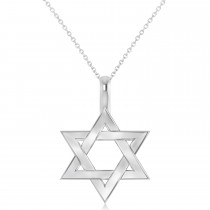 Jewish Star of David Pendant Necklace 14K White Gold
