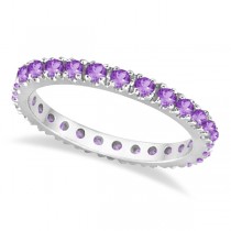 Amethyst Eternity Stackable Ring Band 14K White Gold (0.75ct)