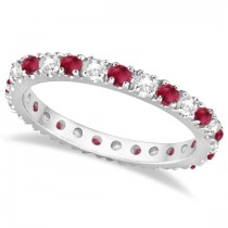 Diamond and Ruby Eternity Ring Stackable Band 14K White Gold (0.51ct)