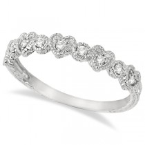 Pave Set Heart Design Diamond Ring Band 14k White Gold (0.15ct)