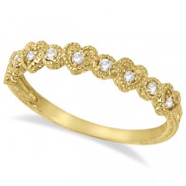 Pave Set Heart Design Diamond Ring Band 14k Yellow Gold (0.15ct)
