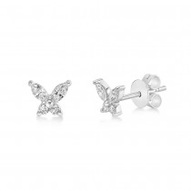 Diamond Butterfly Stud Earrings 14k White Gold (0.29ct)
