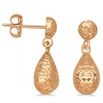 Textured Dangle Teardrop Earrings in 14k Rose Gold