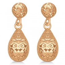 Textured Dangle Teardrop Earrings in 14k Rose Gold